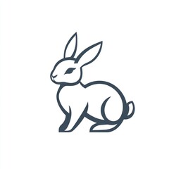 Obraz premium Elegant Rabbit Line Art, White Background, Logo Design