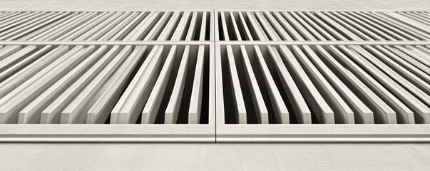 Symmetrical Ventilation Grate with Linear Pattern in Industrial Setting