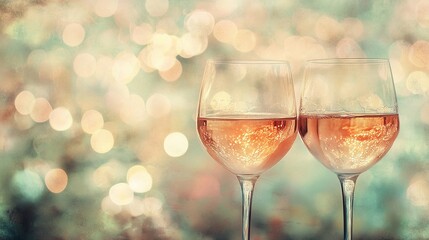 Soft side bokeh glow reflecting on wine glasses, evoking a sophisticated and relaxing ambiance, style book illustration