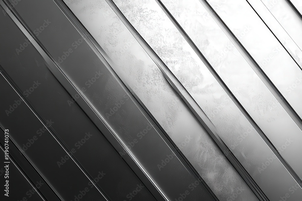 Poster sleek silver parallel stripes in dynamic angles with a smooth metallic surface for artistic and mode