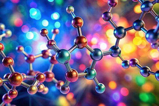 Propranolol Molecular Structure with Artistic Bokeh Background - Stock Photo