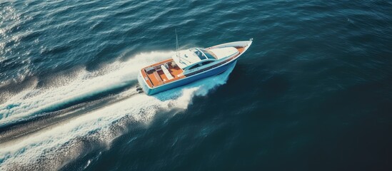 Fototapeta premium Luxury Speedboat Racing the Ocean Waves