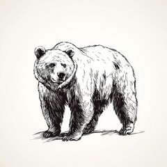 Grizzly bear sketch, wildlife art, white background, nature illustration, book cover