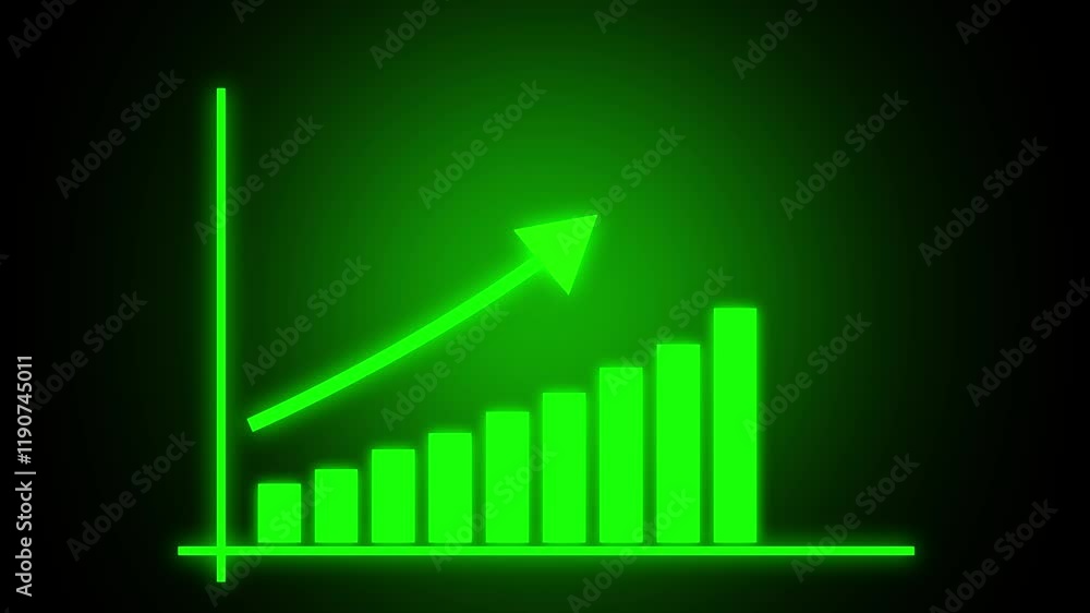 Poster professional business graph chart with upward trend animation. on gradient background.
