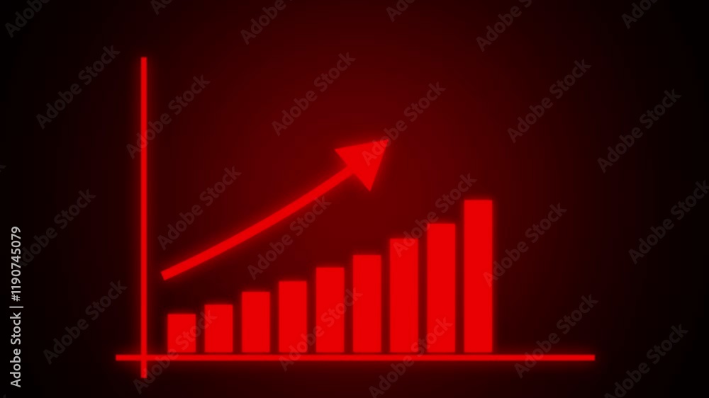 Poster professional business graph chart with upward trend animation. on gradient background.