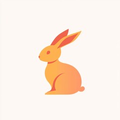 Fototapeta premium Orange rabbit sitting, white background, logo design, illustration