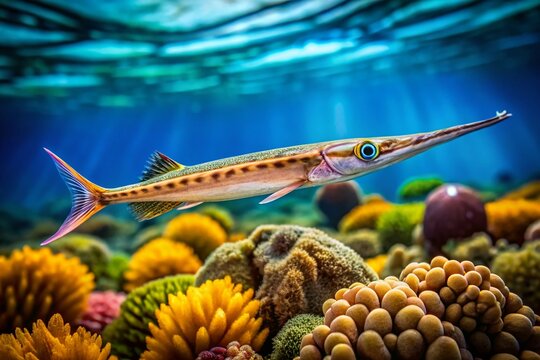 Red Sea Crocodile Needlefish: Miniature Tilt-Shift Underwater Scene