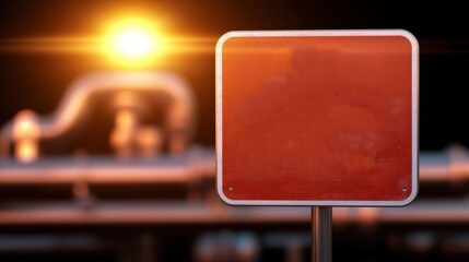 Blank Red Signpost at Sunset Empty Road Sign Mockup Template