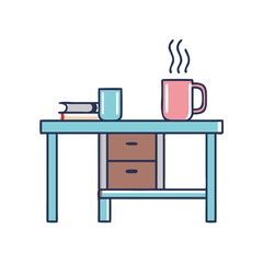 coffee mug on desk vector icon, coffee mug on desk vector illustration - simple illustration of coffee mug on desk, perfect for logos coffee mug on desk 