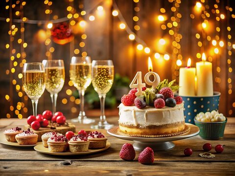 Festive 49th Birthday Cake & Drinks, Cheers to 49 Years