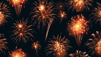 Naklejka premium Vibrant fireworks exploding in night sky, perfect for celebrating holidays and festive occasions