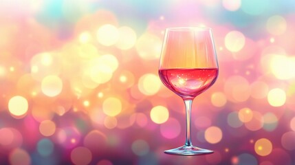 Elegant blurred bokeh lights beside wine glasses creating a romantic atmosphere.