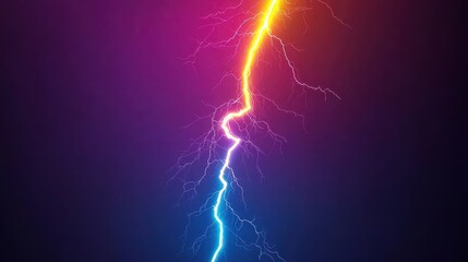 Vibrant Neon Lightning Bolt Strike Dynamic Energy Colorful Electricity Flash
