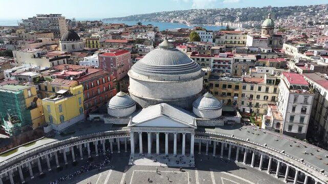 Aerial view of Piazza del Plebiscito and San Francesco di Paola, Naples