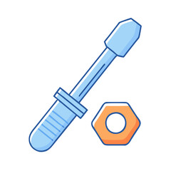 screwdriver and nut vector icon, screwdriver and nut vector illustration - simple illustration of screwdriver and nut, perfect for logos screwdriver and nut 