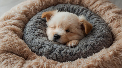 Puppy Sleeping in a Cozy Bed