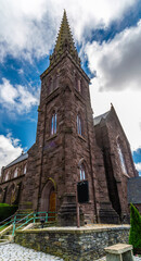 Fototapeta premium A view towards Saint Marys church in Newport, USA in the fall