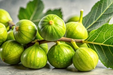 Ripe Green Italian Figs on Branch, Fico Bianco Cilento, Healthy Eating