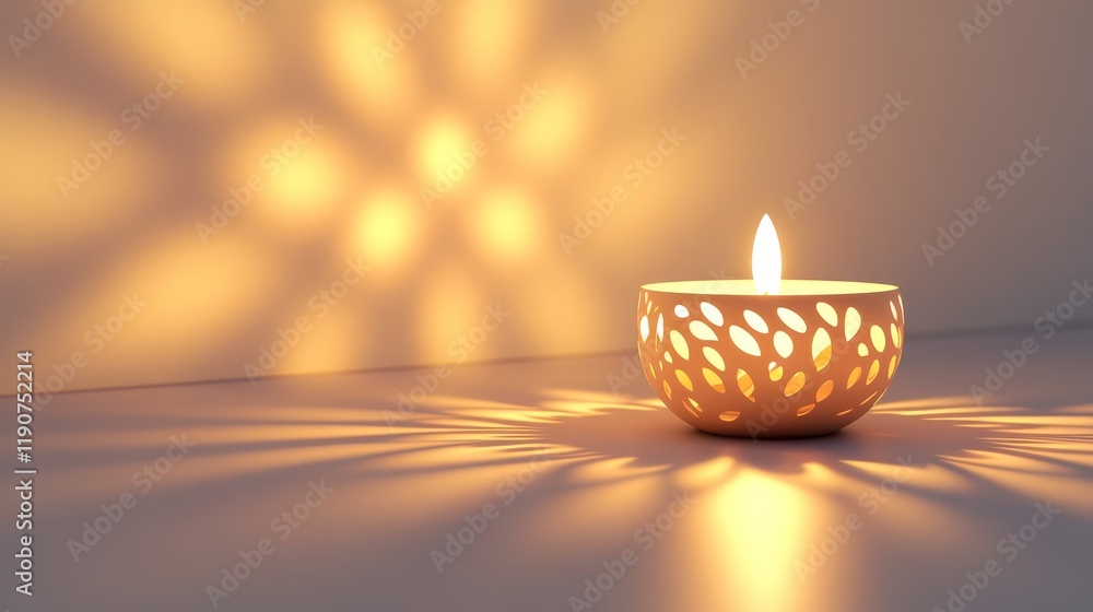 Poster soothing glow of a decorative candle casting warm light and artistic shadows against a simple backgr