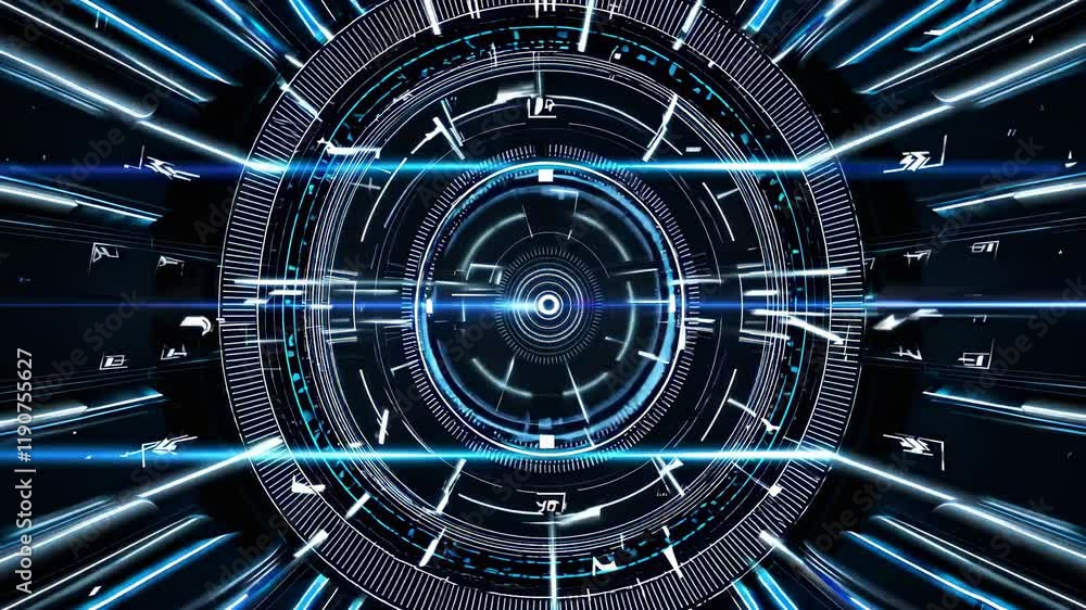Poster dynamic futuristic animation showcasing rapid movement and vibrant energy in a high-tech environment