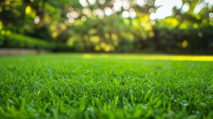 Naklejka premium Blurred Nature Garden Background with Greenery and Defocused Trees