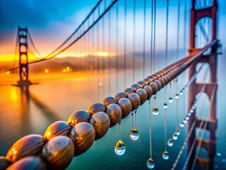 Fototapeta premium Fog Shrouds Golden Gate Bridge - Majestic Macro Photography