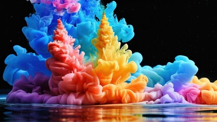 Obraz premium Vibrant abstract splash of colors resembling waves, creating dynamic visual effects and artistic expressions
