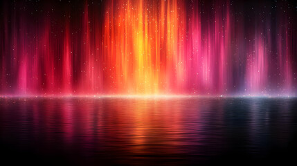 Abstract Cosmic Landscape with Vibrant Aurora and Water Reflection