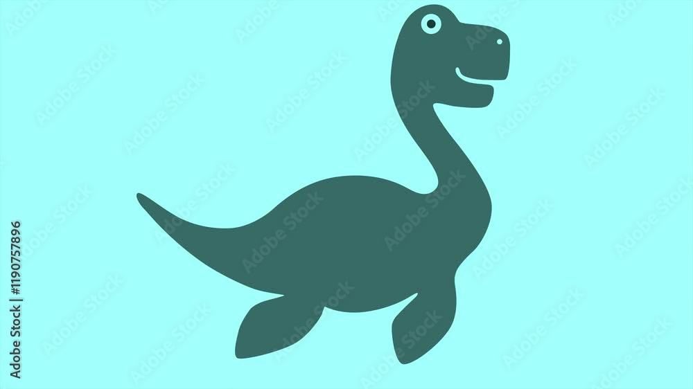 Poster silhouette elasmosaurus dinosaur. minimal modern seamless motion design. abstract loop animation