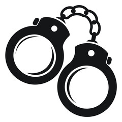 Handcuffs Silhouette Icon, Vector Illustration, Isolated on White Background, Police Tool, Security Symbol, Flat Design, Prison Concept, Arrest Clipart, Law Enforcement Graphic