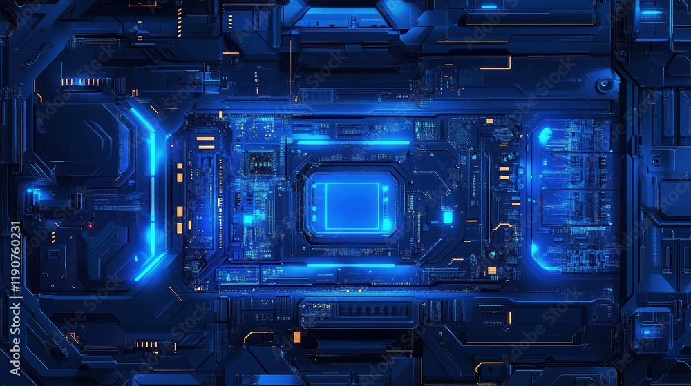 Poster cerulean blue abstract vector emphasizes the efficiency and connectivity of digital systems.