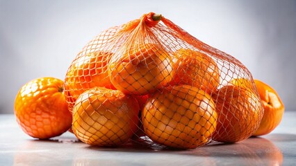 Fresh Oranges in Plastic Mesh Bag –  High-Quality Stock Photo