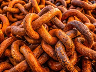 Rusty Nautical Chain Pile - Vintage Maritime Metal Links Stock Photo