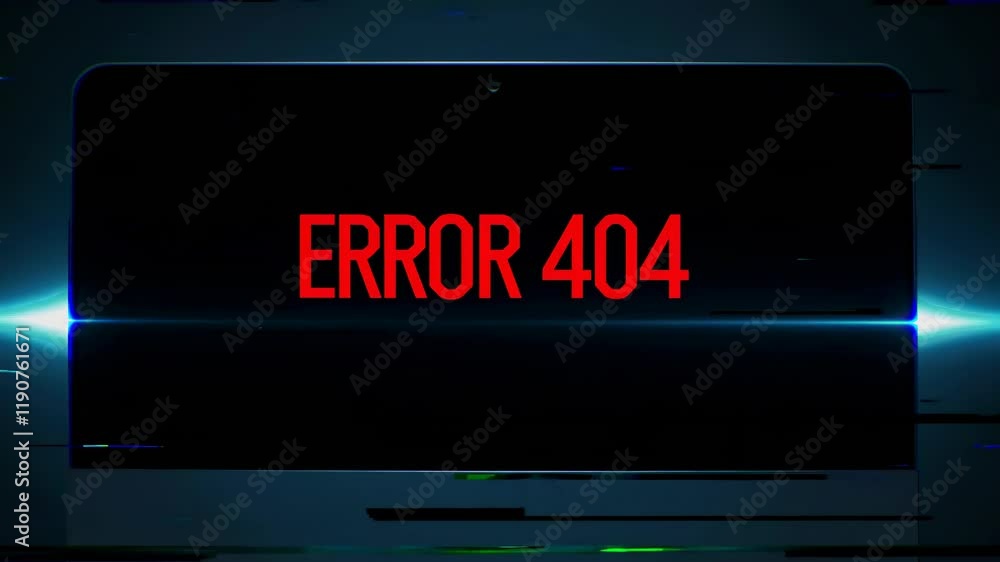 Poster glitch effect showcasing a digital error message with vibrant colors and distorted visuals during a 