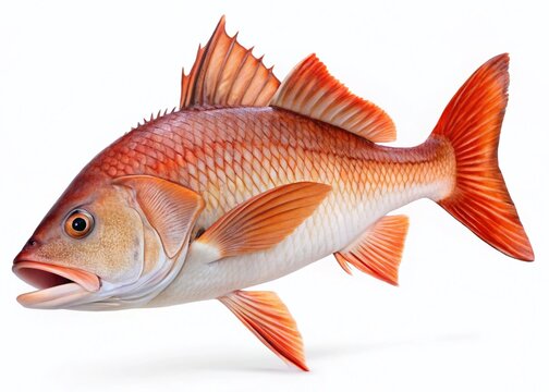 Fresh Red Drum Fish Isolated on White Background - High-Resolution Stock Photo