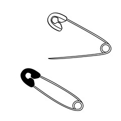 two safety pin open and closed on white background