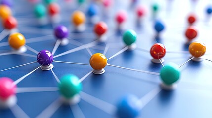 Interconnected nodes represent network technology, data transfer, communication, and seamless connectivity for modern enterprises