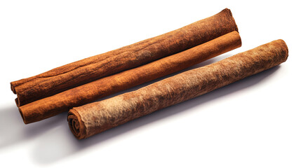 Superb Fragrant cinnamon sticks isolated on white background