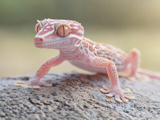 Naklejka premium Close up of gecko on textured surface, showcasing details