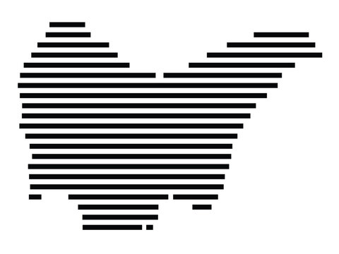 Symbol Map of the Island Othonoi (Greece) showing the island with horizontal black lines