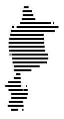 Symbol Map of the Island Sapientza (Greece) showing the island with horizontal black lines