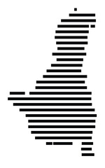 Symbol Map of the Island Saria (Greece) showing the island with horizontal black lines