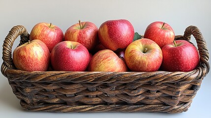 Jonagold apples presented in a basket, set against a white background