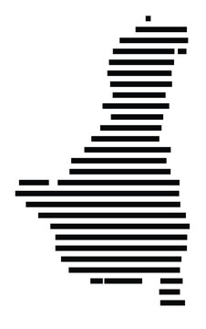 Symbol Map of the Island Saria (Greece) showing the island with horizontal black lines