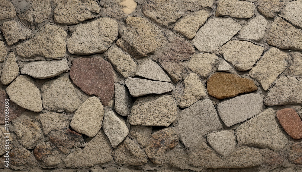Poster rough stone wall texture with irregularly shaped rocks and earthy tones for architectural background