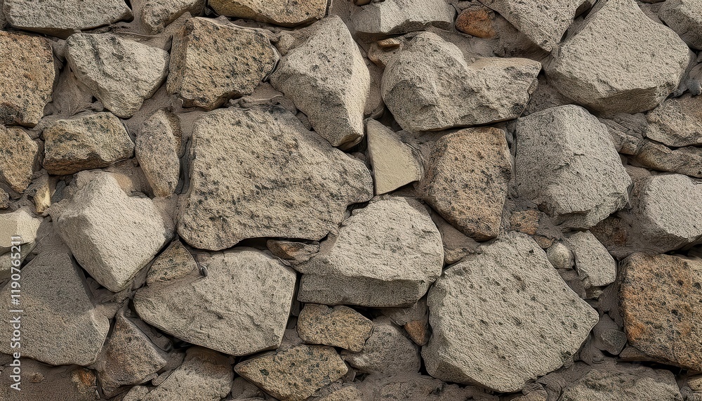 Poster rough stone wall texture with irregularly shaped rocks and earthy tones for architectural background