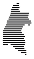 Symbol Map of the Island Thirasia (Greece) showing the island with horizontal black lines