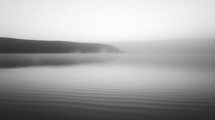 Fototapeta premium Misty Mountain Lake Sunrise Black and White Minimalist Landscape Photography