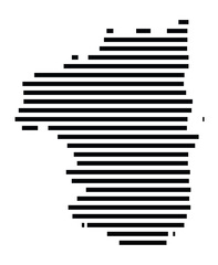 Symbol Map of the Island S.  Pietro (Italy) showing the island with horizontal black lines