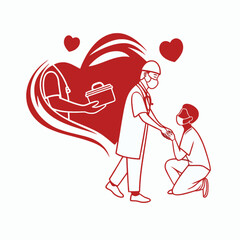 A red heart in a hand is a gesture of compassion and support for those in need. world health day